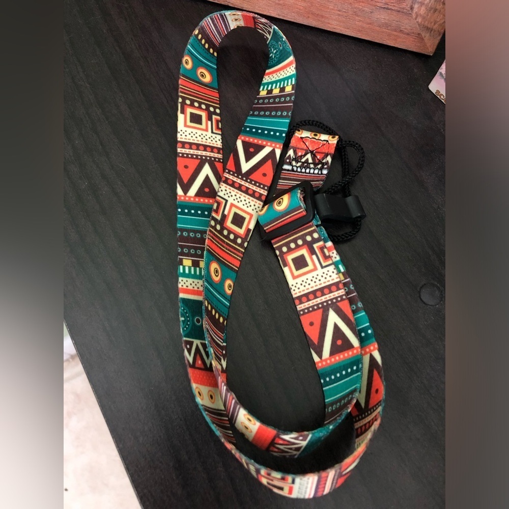 Lanyard (Green-Orange) Chevron Multicolored beautiful with Hook For ID or Keys - Picture 4 of 7